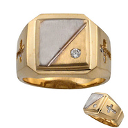 14k Two Tone Cubic Zirconia Cross Ring