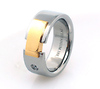 Titanium & 18K Gold Plated Bar and Crystal Ring