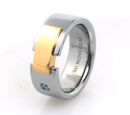 Titanium & 18K Gold Plated Bar and Crystal Ring