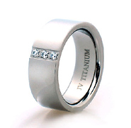 Three Stone Crystal Titanium Band
