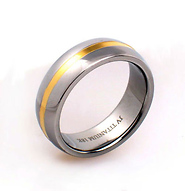 18K Plated and Titanium Stripe Ring