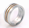 Two Row 18k Plated Rope and Titanium Ring