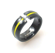Black Titanium and Yellow Enamel Tension Crystal Ring