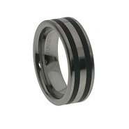 8mm Double Stripe Tungsten Carbide Wedding Band