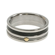 18K Gold and Stainless Steel Band with Carbon Fiber