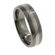 Matte Striped Titanium with Silver Inlay Band