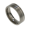 Flat Titanium Silver Inlay Designer Ring