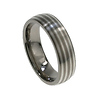 Four Row Matte Finished Titanium and Silver Ring