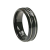 7mm Double Striped Black Titanium Ring