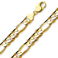 10.5mm 14K Gold Figaro Chain