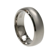 Polished and Matte Half Round Titanium Wedding Band