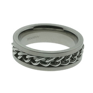 7mm Chain Inlay Men's Titanium Ring