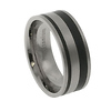 Two Tone Striped Titanium Wedding Band