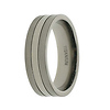Three Row Flat Polished and Satin Finish Titanium Ring