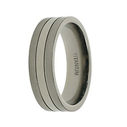 Three Row Flat Polished and Satin Finish Titanium Ring