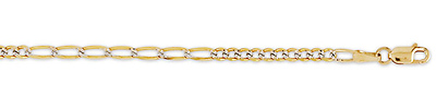 3mm 14K Gold White Pave Figaro Chain
