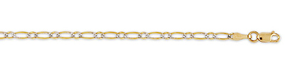 2.5mm 14K Gold White Pave Open Link Figaro Chain
