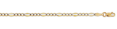 3mm 14K Gold Stamped White Pave Figaro Chain