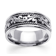 14k White Gold 9.0mm Wedding Band