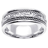14k White Gold 7.0mm Ivy Carved Wedding Band