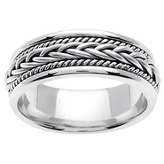 14k White Gold 7.0mm Braided Wedding Band