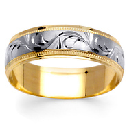 14k Two Tone Gold 6.0mm Wedding Band