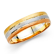 14k Tri-Color 5.0mm Wedding Band