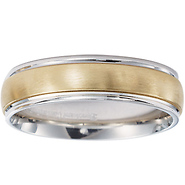 14k Two Tone Brush Finish Wedding Band