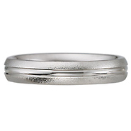 14k White Gold Sandblast Finish Ridge Ring