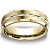 6mm Grooved Beveled 14K Yellow Gold Men's Benchmark Wedding Ring