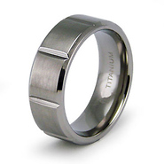 Bar Carved 8mm Titanium Flat Band