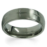 7mm Cross Engraved Titanium Wedding Ring