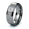 Tungsten Three Stone CZ Bezel Set Band