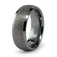 Tribal Design Laser Engraved Tungsten Band