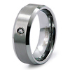 Flat Bezel Set CZ Tungsten Wedding Ring