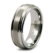 8mm Men's Satin Center Grooved Tungsten Band