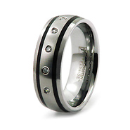5 Bezel Set Diamond Tungsten Wedding Ring