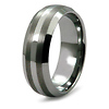 Domed Stripe Textured Tungsten Wedding Band