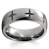 Cross Engraved Pattern Tungsten Wedding Ring