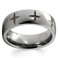 Cross Engraved Pattern Tungsten Wedding Ring