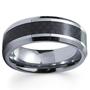Beveled Edge Carbon Fiber Inlay Tungsten Band