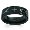 Christian Fish & Cross Black Tungsten Wedding Band