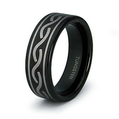 8mm Celtic Pattern Black Tungsten Wedding Band