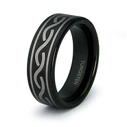 8mm Celtic Pattern Black Tungsten Wedding Band