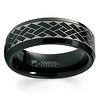 Weave Pattern Laser Engraved Black Tungsten Band