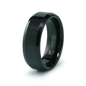 Black Tungsten Beveled Edge Wedding Band