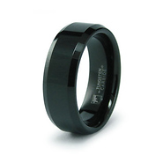 Black Tungsten Beveled Edge Wedding Band