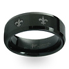Fleur de Lis Pattern Black Tungsten Band