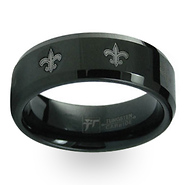 Fleur de Lis Pattern Black Tungsten Band