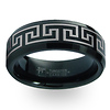 Greek Pattern Laser Engraved Black Tungsten Ring